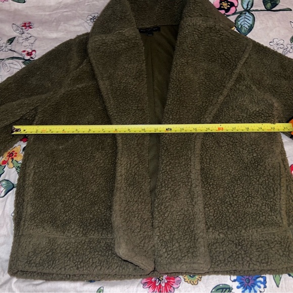 Banana Republic Factory Green Open Front Sherpa Teddy Jacket - Picture 8 of 12